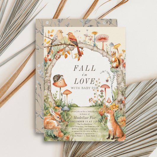 Woodland Animals Mushroom Garden Baby shower Kaart