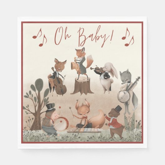 Woodland Animals Musical Baby shower Servet (Voorkant)