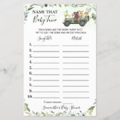 Woodland Animals Name Baby Tune Shower Game Card Flyer (Voorkant)