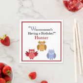 Woodland Animals Name Modern Birthday Party Paper Servet (Insitu)