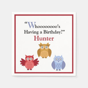 Woodland Animals Name Modern Birthday Party Paper Servet