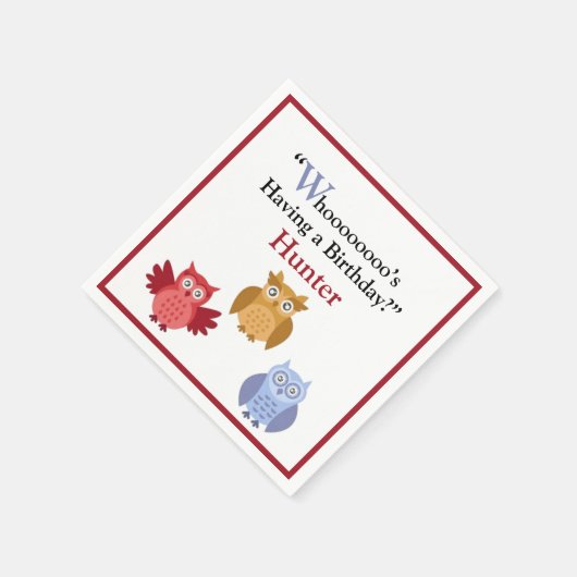 Woodland Animals Name Modern Birthday Party Paper Servet (Hoek)