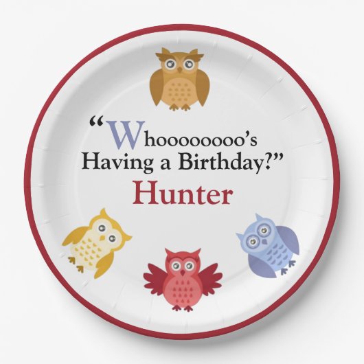 Woodland Animals Name Modern Birthday Party Papieren Bordje (Voorkant)