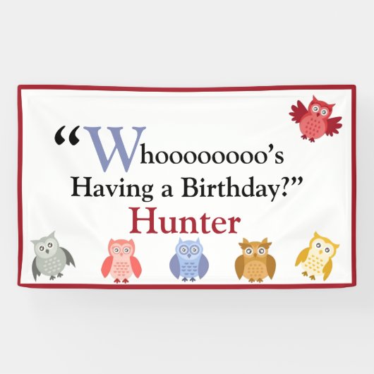 Woodland Animals Name Modern Birthday Party Spandoek (Horizontaal)