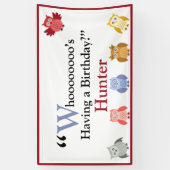 Woodland Animals Name Modern Birthday Party Spandoek (Verticaal)