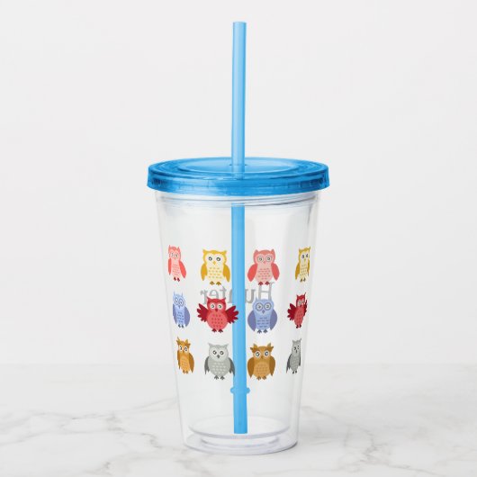 Woodland Animals Name Modern Owls Acryl Drinkbeker (Voorkant)
