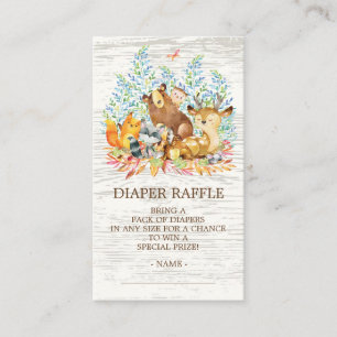 Woodland Animals Neutr Shower Diaper Raffle Ticket Informatiekaartje