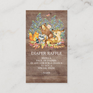 Woodland Animals Neutr Shower Diaper Raffle Ticket Informatiekaartje