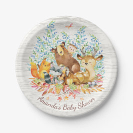 Woodland Animals Neutraal Baby shower 7" Bord