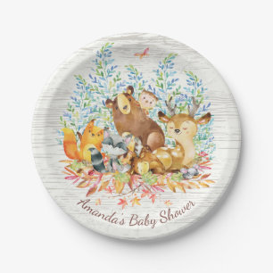 Woodland Animals Neutraal Baby shower 7" Bord
