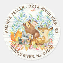 Woodland Animals Neutraal Baby shower Adres Etiket
