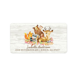Woodland Animals Neutraal Baby shower Adres Etiket