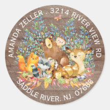 Woodland Animals Neutraal Baby shower Adres Etiket