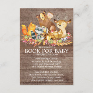 Woodland Animals Neutraal Baby shower Book for Bab Informatiekaartje