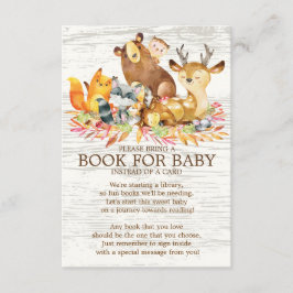 Woodland Animals Neutraal Baby shower Book for Bab Informatiekaartje