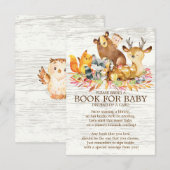 Woodland Animals Neutraal Baby shower Book for Bab Informatiekaartje (Voorkant / Achterkant)
