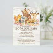 Woodland Animals Neutraal Baby shower Book for Bab Informatiekaartje (Staand voorkant)