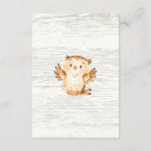 Woodland Animals Neutraal Baby shower Book for Bab Informatiekaartje (Achterkant)