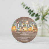 Woodland Animals Neutraal Baby shower Invitation Kaart (Staand voorkant)