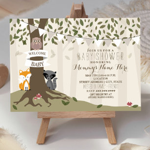 Woodland Animals Neutraal Baby shower Kaart