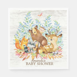 Woodland Animals Neutraal Baby shower Papieren ser Servet