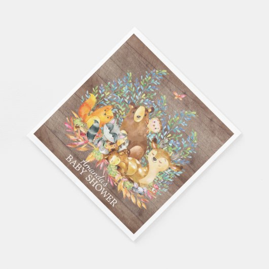 Woodland Animals Neutraal Baby shower Papieren ser Servetten (Hoek)