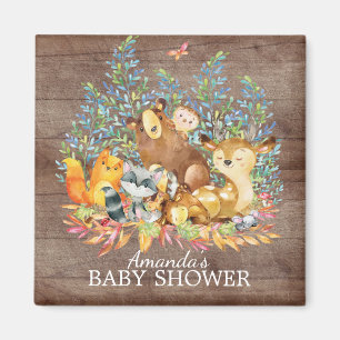 Woodland Animals Neutral Baby shower Favor Magnet