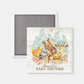 Woodland Animals Neutral Baby shower Favor Magnet (Voorkant / Achterkant)