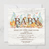 Woodland Animals Neutral Baby shower Invitation Kaart (Voorkant)