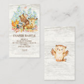 Woodland Animals Neutrale Douche Luier Raffle Tick Informatiekaartje (Voorkant / Achterkant)