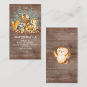 Woodland Animals Neutrale Douche Luier Raffle Tick Informatiekaartje (Voorkant / Achterkant)