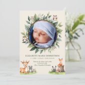 Woodland Animals New Baby Birth Announance Kaart (Staand voorkant)
