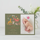 Woodland Animals New Baby Birth Announance Kaart (Staand voorkant)