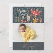 Woodland Animals New Baby Birth Announance Kaart (Voorkant)