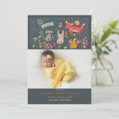 Woodland Animals New Baby Birth Announance Kaart (Staand voorkant)