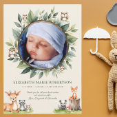 Woodland Animals New Baby Birth Announance Kaart