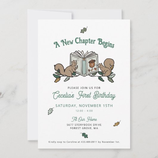 Woodland Animals Nieuw hoofdstuk begint eerste ver Kaart (Voorkant)