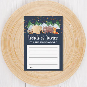 Woodland Animals Night Camping Baby shower Advice Informatiekaartje