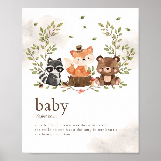 Woodland Animals Nursery Baby Betekenis Poster (Voorkant)