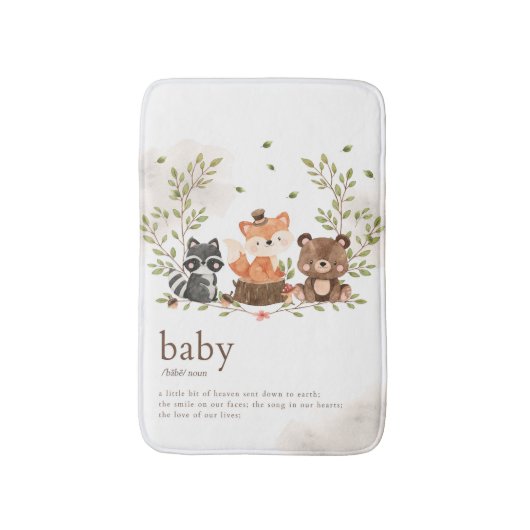 Woodland Animals Nursery Baby Definition Badmat (Voorkant Verticaal)