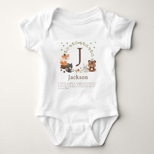 Woodland Animals Nursery Custom Monogram Romper (Voorkant)