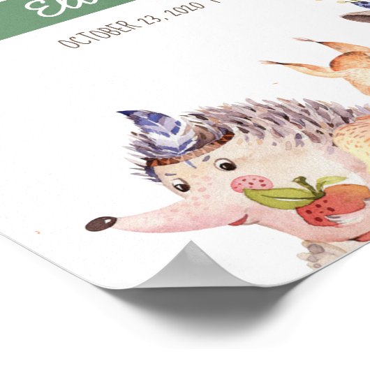 Woodland Animals Nursery Name Wall Art Poster (Hoek)