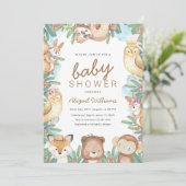 Woodland Animals Oerwoud Party Baby shower Kaart (Staand voorkant)