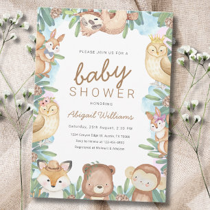 Woodland Animals Oerwoud Party Baby shower Kaart