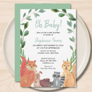 Woodland Animals Oh Baby Baby shower Kaart