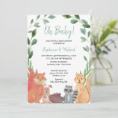 Woodland Animals Oh Baby Couples Baby shower Kaart (Staand voorkant)