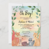 Woodland Animals Oh Boy Couples Baby shower Kaart (Voorkant)