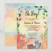 Woodland Animals Oh Boy Couples Baby shower Kaart (Voorkant / Achterkant)