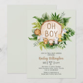 Woodland Animals Oh Boy Forest Baby shower Kaart (Voorkant / Achterkant)