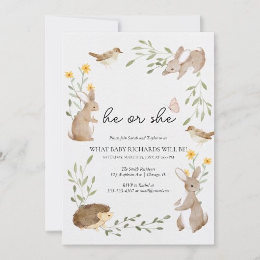 Woodland Animals onthult geslacht Kaart (Voorkant)